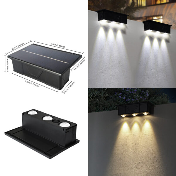 3 LEDs solar fence light