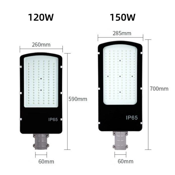 measurements of 120W 150W street light