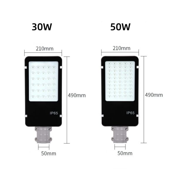 measurements of 30W 50W street light