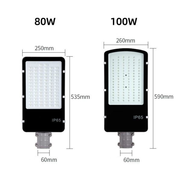 measurements of 80W 100W street light